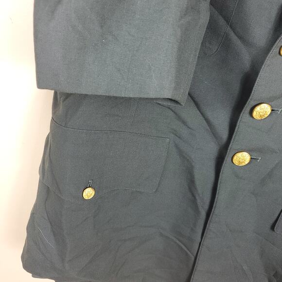 Vintage Army Green Service Coat Blazer Gold Tone Hardware Size 42R - Picture 8 of 12